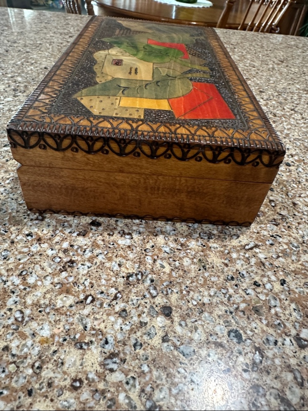 Handcrafted Wood Decorative Box with Colorful Inlay - Picture 11 of 15